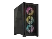 CORSAIR iCUE 4000D RGB Airflow - Mid tower - utökad ATX - genomskinlig sidopanel (härdat glas) - ingen strömförsörjning (ATX) - svart - USB/ljud