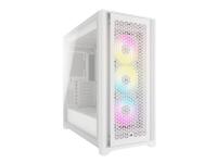 CORSAIR iCUE 5000D RGB Airflow - Mid tower - utökad ATX - genomskinlig sidopanel (härdat glas) - ingen strömförsörjning (ATX) - vit - USB/ljud