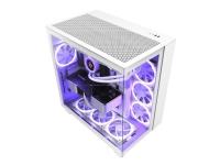 NZXT H series H9 Flow - Mid tower - ATX - genomskinlig sidopanel (härdat glas) - ingen strömförsörjning - matt vit - USB/ljud