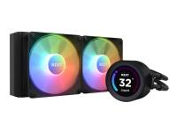 NZXT Kraken Elite 240 RGB - Kylsystem med vätska till processorn - med LCD-display - (för: LGA115x Socket, LGA1200, LGA1700, AM4, AM5, sTRX4, TR4) - koppar - 120 mm - mattsvart