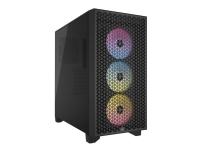 CORSAIR 3000D RGB AIRFLOW - Mid tower - utökad ATX - genomskinlig sidopanel (härdat glas) - ingen strömförsörjning (ATX) - svart - USB/ljud