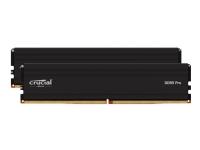 Crucial - DDR5 - sats - 64 GB: 2 x 32 GB - DIMM 288-pin - 5600 MHz / PC5-44800 - CL46 - 1.1 V - ej buffrad - on-die ECC - svart