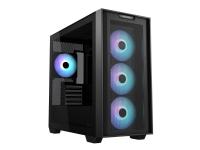 ASUS A21 Plus - microATX - genomskinlig sidopanel (härdat glas) - ingen strömförsörjning - svart - USB/ljud