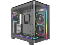 MONTECH KING 95 PRO Midi-Tower Tempered Glass ARGB - svart - Välutrustat Midi-Tower - front- och sidopanel av härdat glas - vänster sidopanel och lock med ventilationsöppningar - 6x 140 ARGB PWM-fläktar förinstallerade - GPU-längd på upp till 420 mm - ARG