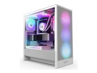 NZXT H series H5 Flow RGB - Mid tower - utökad ATX - genomskinlig sidopanel (härdat glas) - ingen strömförsörjning - vit - USB/ljud