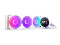 NZXT Kraken Elite 360 RGB - Kylsystem med vätska till processorn - med LCD-display - Elementstorlek: 360 mm - (för: LGA1851, LGA1700, LGA1200, LGA115x Socket, AM4, AM5) - koppar - 120 mm - matt vit