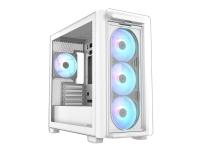 ASUS A23 PLUS - microATX - genomskinlig sidopanel (härdat glas) - ingen strömförsörjning - vit - USB/ljud