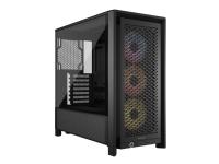 CORSAIR FRAME 4000D RS ARGB - Midi-torn spel - utökad ATX - genomskinlig sidopanel (härdat glas) - ingen strömförsörjning (ATX) - svart - USB/ljud