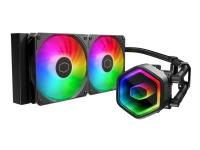 Cooler Master MasterLiquid 240 Core II - Kylsystem med vätska till processorn - Elementstorlek: 360 mm - (för: LGA1851, LGA1700, LGA1200, LGA2066, LGA2011-3, LGA2011, LGA1151, LGA1150, LGA1155, LGA1156, AM4, AM5) - 120 mm - svart