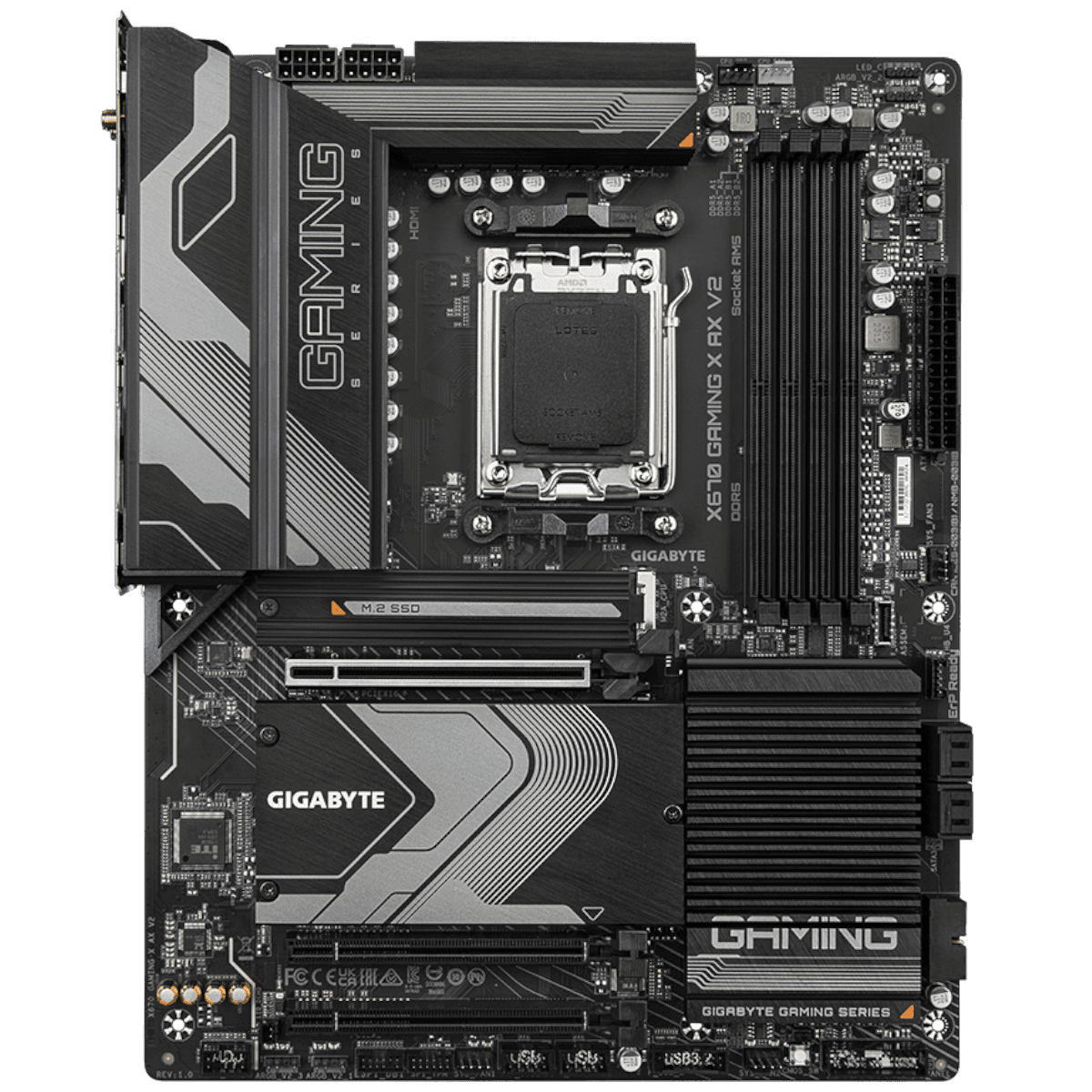 Gigabyte X670 GAMING X AX V2 - 1.0 - moderkort - ATX - Socket AM5 - AMD X670 Chipuppsättning - USB-C Gen 2x2, USB 3.2 Gen 1, USB 3.2 Gen 2 - 2.5 Gigabit LAN, Bluetooth, Wi-Fi 6E - inbyggda grafiken (CPU krävs) - HD-ljud (8 kanaler)