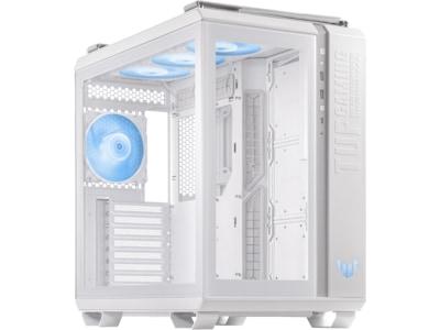 ASUS TUF Gaming GT502 Plus - Mid tower - ATX - genomskinlig sidopanel (härdat glas) - ingen strömförsörjning - vit - USB/ljud