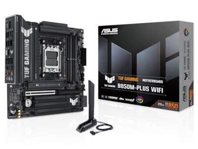 ASUS TUF GAMING B850M-PLUS WIFI - Moderkort - micro ATX - Socket AM5 - AMD B850 Chipuppsättning - USB-C 3.2 Gen 2x2, USB-C 3.2 Gen2, USB 3.2 Gen 2, USB 3.2 Gen 1 - 2.5 Gigabit LAN, Wi-Fi 6E, Bluetooth - inbyggda grafiken (CPU krävs) - HD-ljud (8 kanaler)