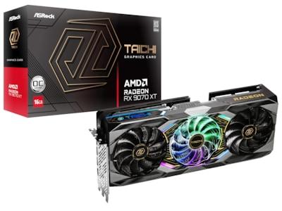 ASRock Radeon RX 9070 XT Taichi 16GB OC - Grafikkort - Radeon RX 9070 XT - 16 GB GDDR6 - PCIe 5.0 x16 - 3 x DisplayPort, HDMI