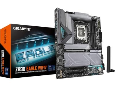 Gigabyte Z890 EAGLE WIFI7 - Moderkort - ATX - LGA1851-uttag - Z890 Chipuppsättning - USB4, USB 3.2 Gen 2, USB 3.2 Gen 1, USB-C 3.2 Gen2 - Bluetooth, Wi-Fi 7, 2.5 Gigabit LAN - inbyggda grafiken (CPU krävs) - HD-ljud (8 kanaler)