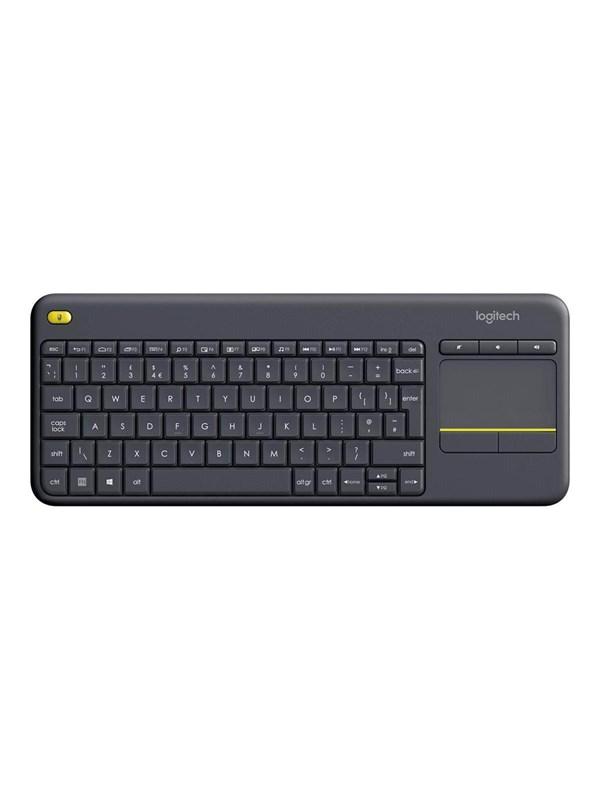 Logitech K400 Plus Ergonomic Wireless Touch - Tangentbord - Nordisk - Svart