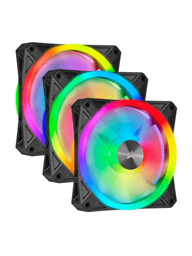 Corsair iCUE QL120 RGB - Black - 3-pack - Chassi fläkt - 120mm - Svart med RGB LED - 26 dBA