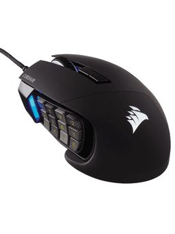 Corsair SCIMITAR RGB ELITE MMO - Svart - Gamingmus - Optic - 17 knappar - Svart med RGB ljus