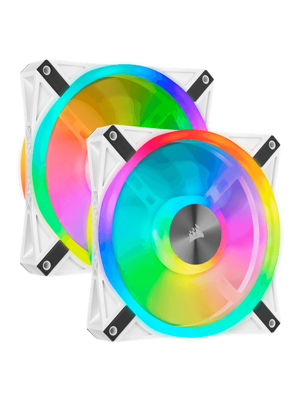 Corsair iCUE QL140 RGB - White - 2-pack - Chassi fläkt - 140mm - Vit med RGB-ljus - 26 dBA