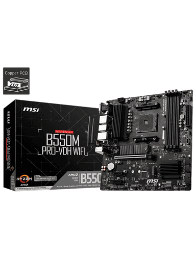 MSI B550M PRO-VDH WIFI Moderkort - AMD B550 - AMD AM4 socket - DDR4 RAM - Micro-ATX