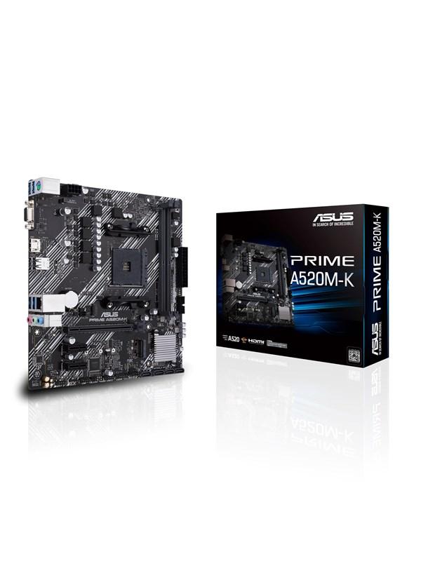 ASUS PRIME A520M-K Moderkort - AMD A520 - AMD AM4 socket - DDR4 RAM - Micro-ATX