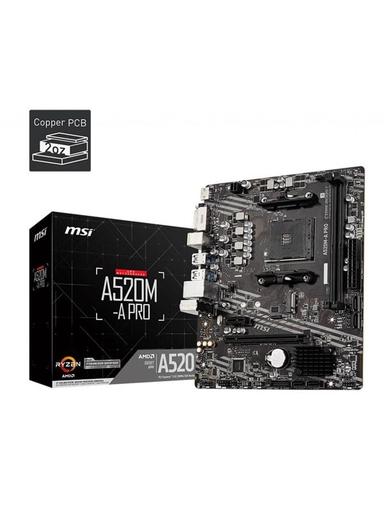 MSI A520M-A PRO Moderkort - AMD A520 - AMD AM4 socket - DDR4 RAM - Micro-ATX