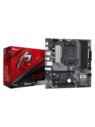 ASRock A520M Phantom Gaming 4 Moderkort - AMD A520 - AMD AM4 socket - DDR4 RAM - Micro-ATX