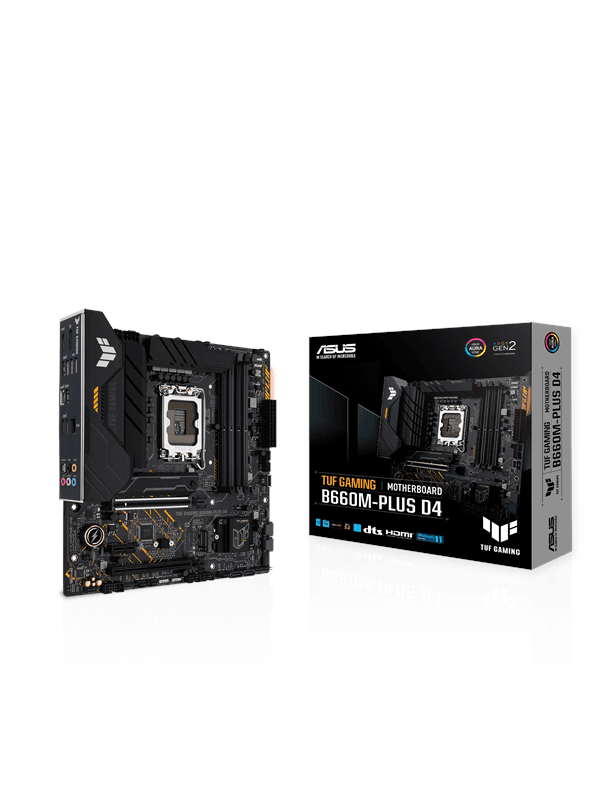 ASUS TUF GAMING B660M-PLUS D4 Moderkort - Intel B660 - Intel LGA1700 socket - DDR4 RAM - Micro-ATX