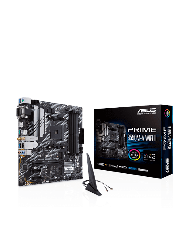 ASUS PRIME B550M-A WIFI II Moderkort - AMD B550 - AMD AM4 socket - DDR4 RAM - Micro-ATX