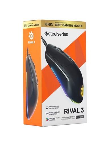 SteelSeries Rival 3 - Mouse - Optic - 6 knappar - Svart