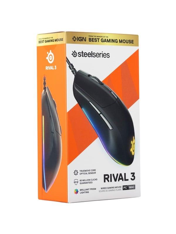 SteelSeries Rival 3 - Mouse - Optic - 6 knappar - Svart
