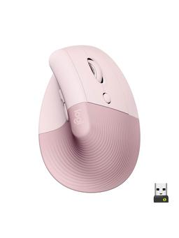 Logitech Lift Right Vertical - Rose - Ergonomisk mus - Optic - 6 knappar - Röd