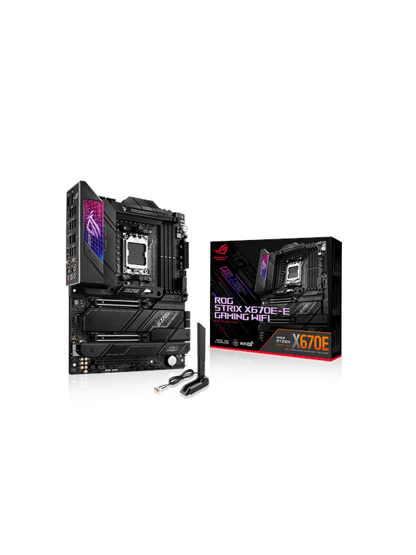 ASUS ROG STRIX X670E-E GAMING WIFI Moderkort - AMD X670E - AMD AM5 socket - DDR5 RAM - ATX