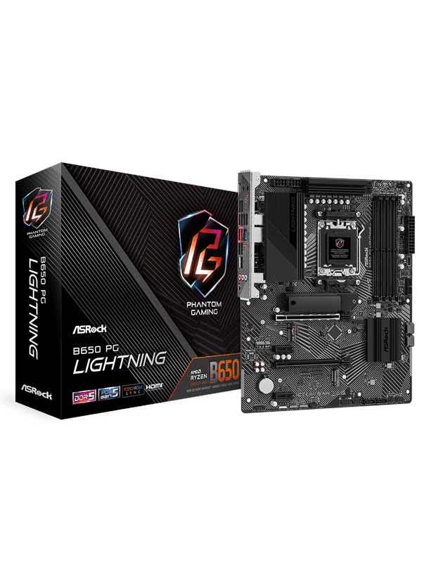 ASRock B650 PG Lightning Moderkort - AMD B650 - AMD AM5 socket - DDR5 RAM - ATX