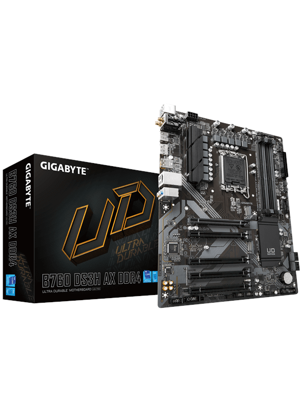 GIGABYTE B760 DS3H AX DDR4 Moderkort - Intel B760 - Intel LGA1700 socket - DDR4 RAM - ATX