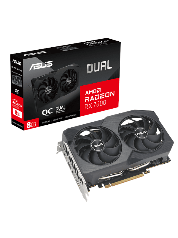 ASUS Radeon RX 7600 DUAL OC V2 - 8GB GDDR6 RAM - Grafikkort