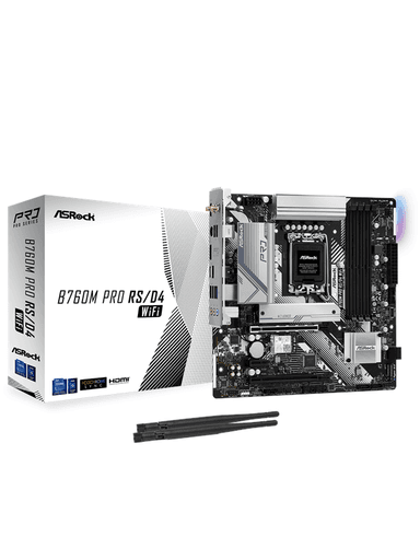 ASRock B760M PRO RS/D4 WIFI Moderkort - Intel B760 - Intel LGA1700 socket - DDR4 RAM - Micro-ATX