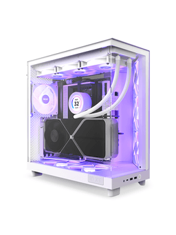 NZXT H6 Flow Compact Dual Chamber with RGB - Matte White - Chassi - Miditower - Vit