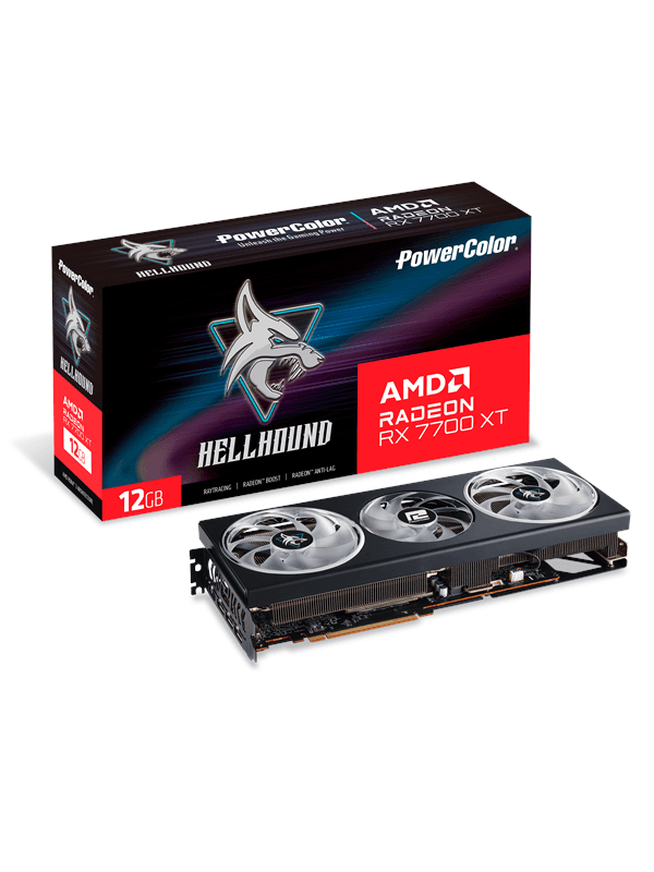 PowerColor Radeon RX 7700 XT Hellhound OC - 12GB GDDR6 VRAM - Grafikkort