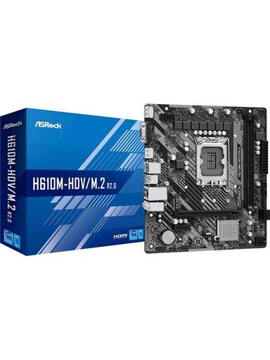 ASRock H610M-HDV/M.2 R2.0 Moderkort - Intel H610 - Intel LGA1700 socket - DDR4 RAM - Micro-ATX