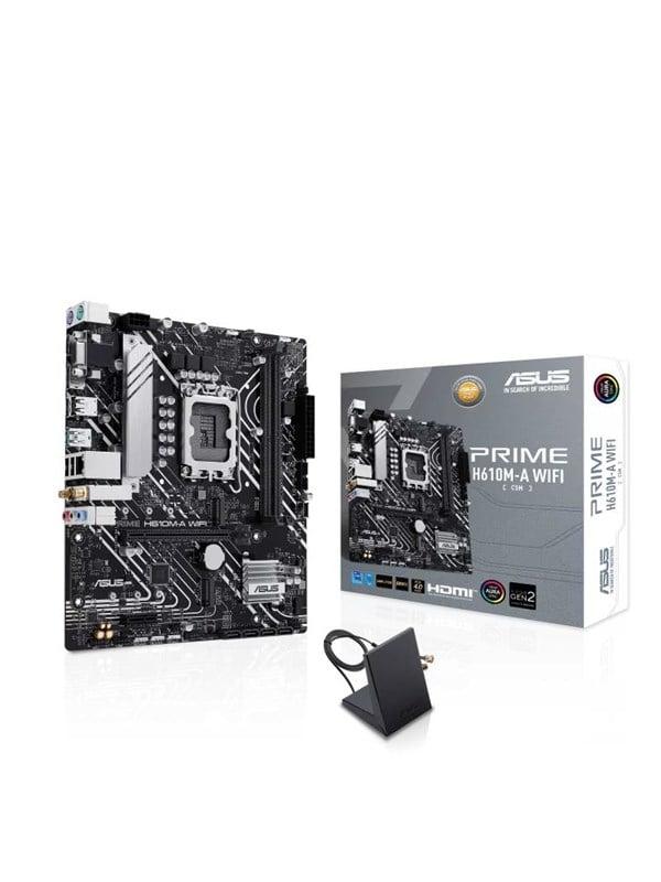 ASUS PRIME H610M-A WIFI Moderkort - Intel H610 - Intel LGA1700 socket - DDR5 RAM - Micro-ATX