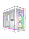 MONTECH KING 95 PRO Midi-Tower Tempered Glass ARGB - weiß - Gut ausgestatteter Midi-Tower - Vorderseite und Seitenteil aus Tempered Glass - linkes Seitenteil und Deckel mit Lüftungsschlitzen - 6x 140er-ARGB-PWM-Lüfter vorinstalliert - GPU-Länge von bis 42