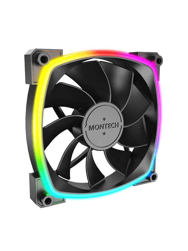 Montech RX120 PWM BK - Reverse - Chassi fläkt - 120mm - Svart med RGB LED - 27 dBA