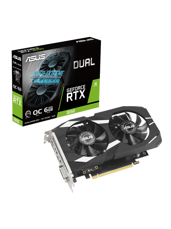 ASUS GeForce RTX 3050 DUAL OC - 6GB GDDR6 RAM - Grafikkort