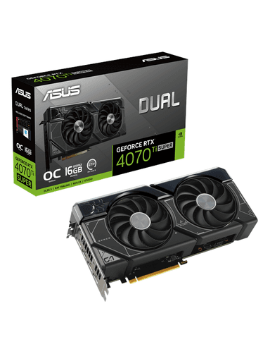 ASUS GeForce RTX 4070 Ti SUPER DUAL OC - 16GB GDDR6X RAM - Grafikkort