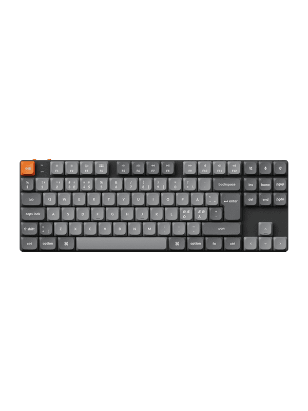 Keychron K1 MAX QMK/VIA Wireless RGB Hot Swap Low Profile Brown - Gray - Tangentbord - Utan Numpad - Nordisk - Grå