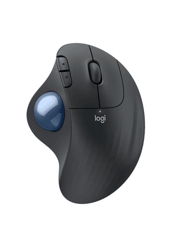 Logitech Ergo M575s - Graphite - Ergonomisk mus - Optic - 5 knappar - Svart