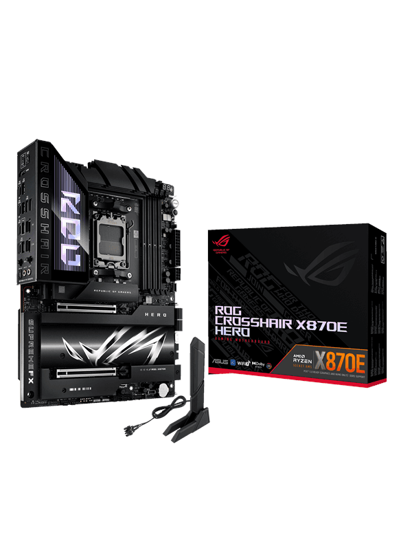 ASUS ROG CROSSHAIR X870E HERO Moderkort - AMD X870E - AMD AM5 socket - DDR5 RAM - ATX