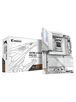 GIGABYTE X870E AORUS PRO ICE Moderkort - AMD X870E - AMD AM5 socket - DDR5 RAM - ATX