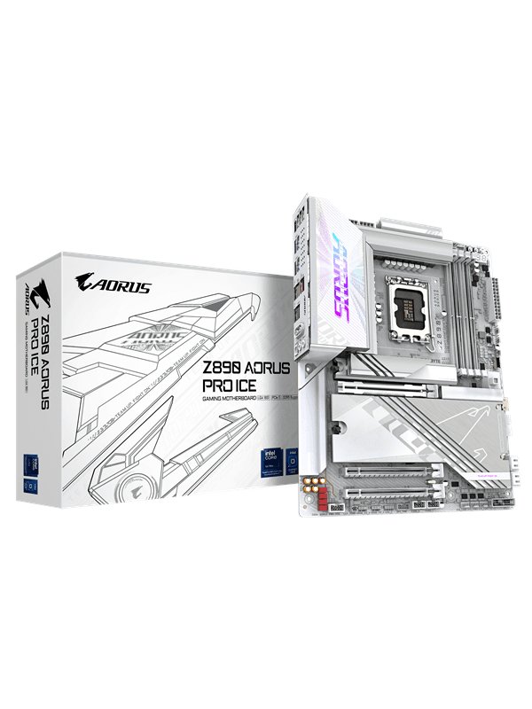 GIGABYTE Z890 AORUS PRO ICE Moderkort - Intel Z890 - Intel LGA1851 socket - DDR5 RAM - ATX