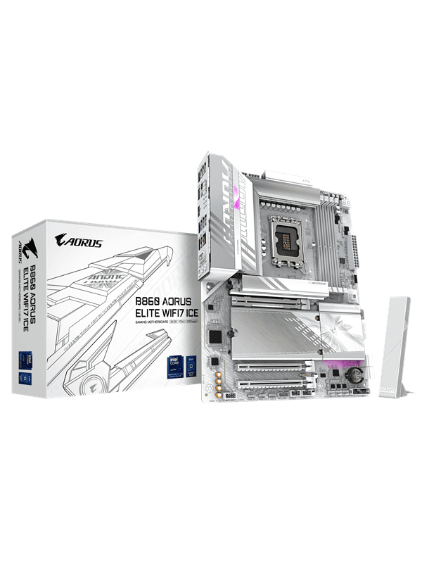GIGABYTE B860 AORUS ELITE WIFI7 ICE Moderkort - Intel B860 - Intel LGA1851 socket - DDR5 RAM - ATX